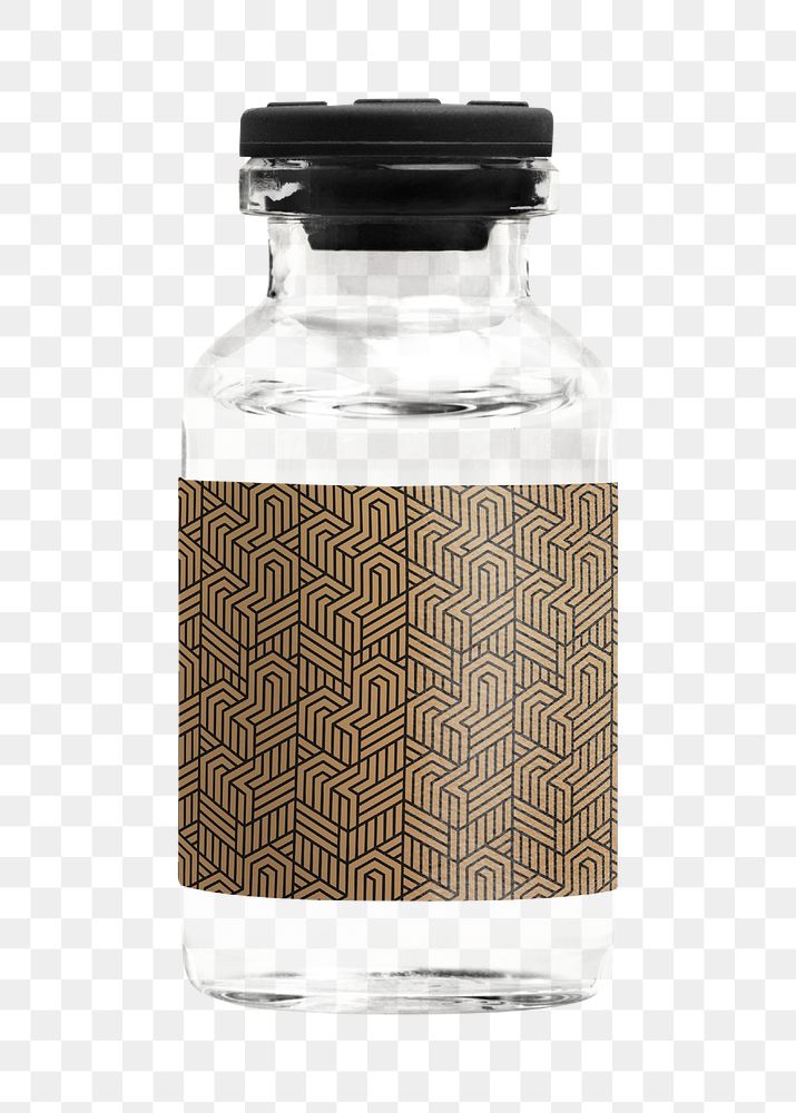 Vitamin injection bottle png with luxurious patterned brown label