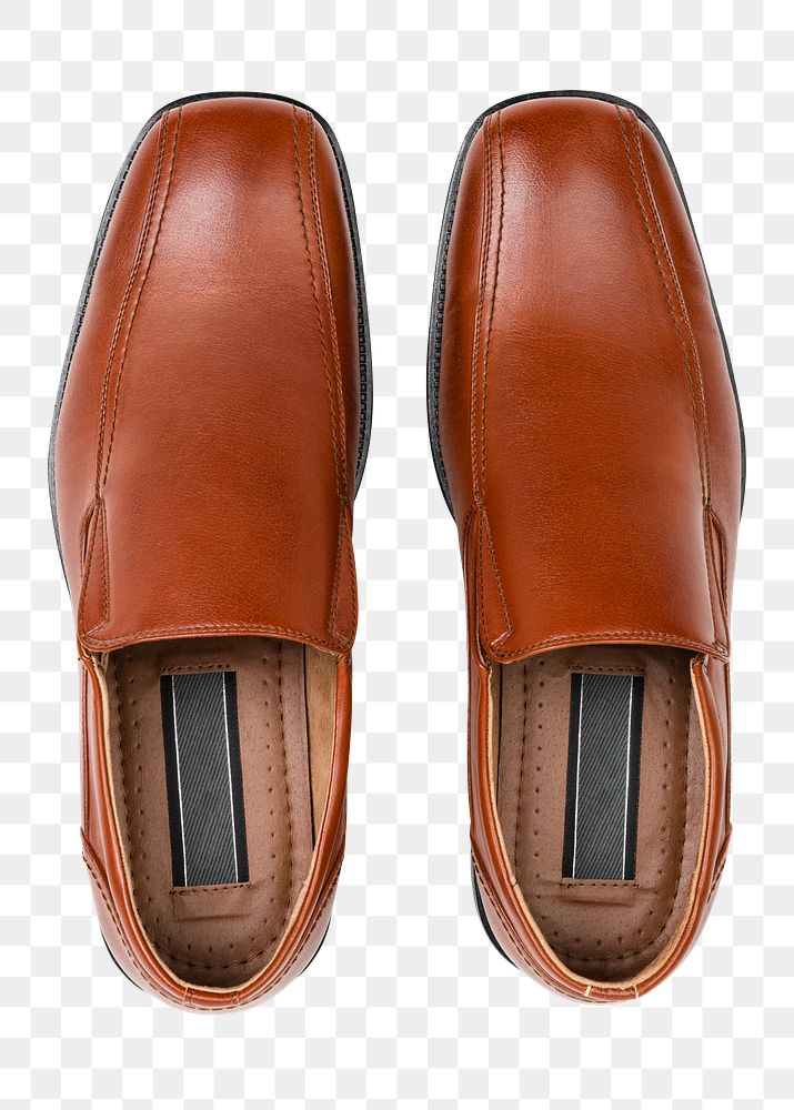 Png leather slip-on mockup brown men&rsquo;s shoes fashion
