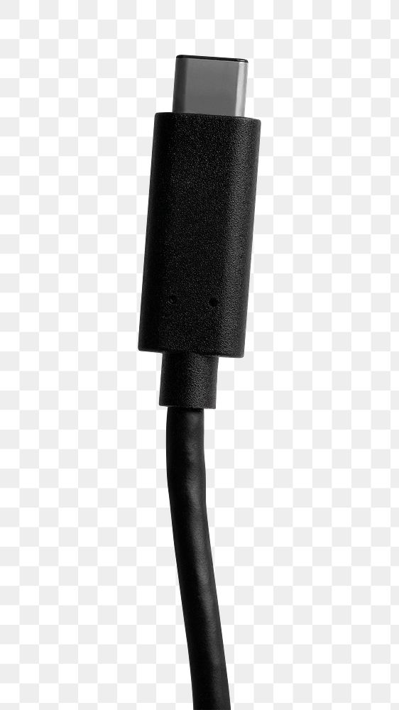 Black cable USB type C png connection