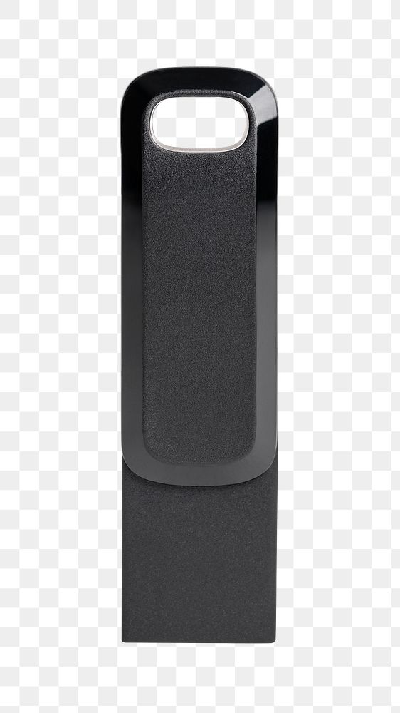 Black USB flash drive png mockup technology data storage device