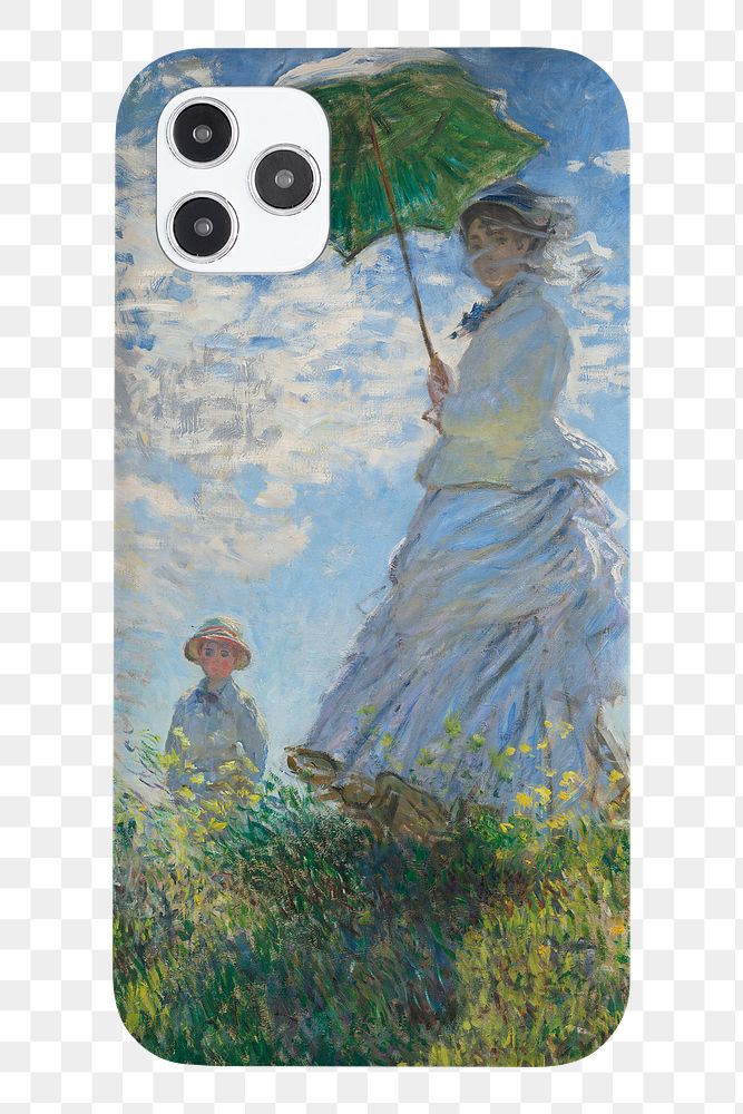 Mobile phone case png mockup public domain painting product showcase, remix of artwork by Claude Monet