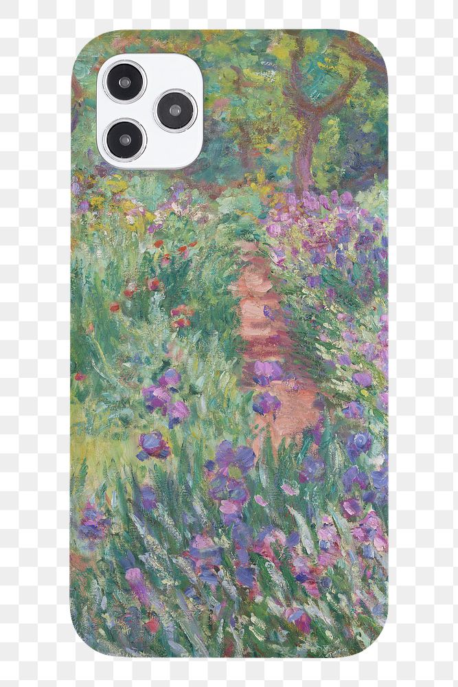 Smartphone case png mockup public domain painting product showcase, remix of artwork by Claude Monet