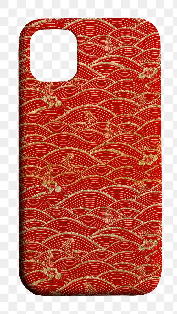 Mobile phone case transparent mockup Chinese pattern back view product showcase