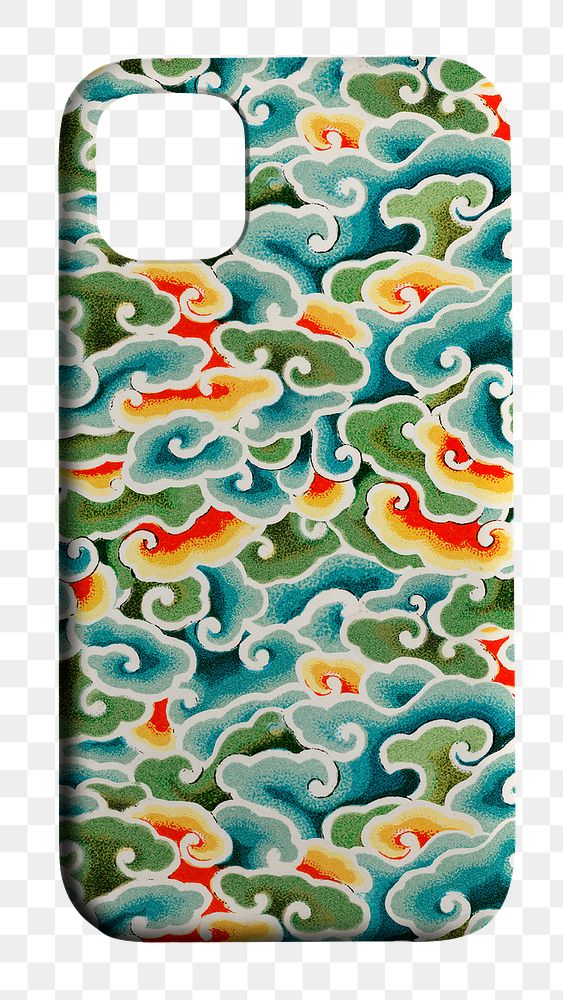 Mobile phone case png mockup Chinese pattern back view product showcase