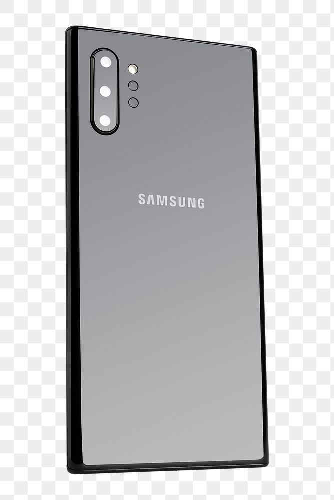 Samsung Galaxy Note 10+ aura black png mobile phone rear view. SEPTEMBER 14, 2020 - BANGKOK, THAILAND