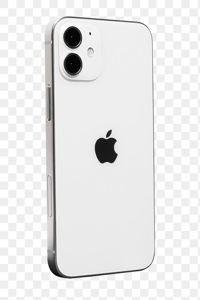 White Apple iPhone 12 Mini png phone rear view mockup. NOVEMBER 12, 2020 - BANGKOK, THAILAND
