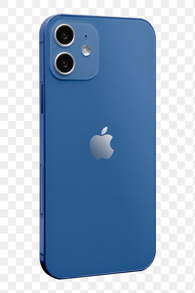 Blue Apple iPhone 12 png phone rear view mockup. NOVEMBER 12, 2020 - BANGKOK, THAILAND