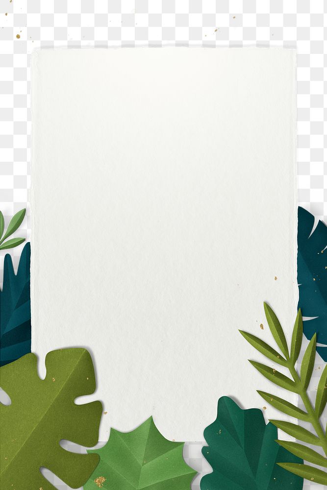 Png transparent frame with spring leaf in flat lay style