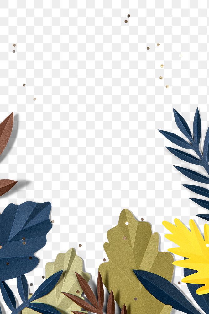 Png leaf border in flat lay style