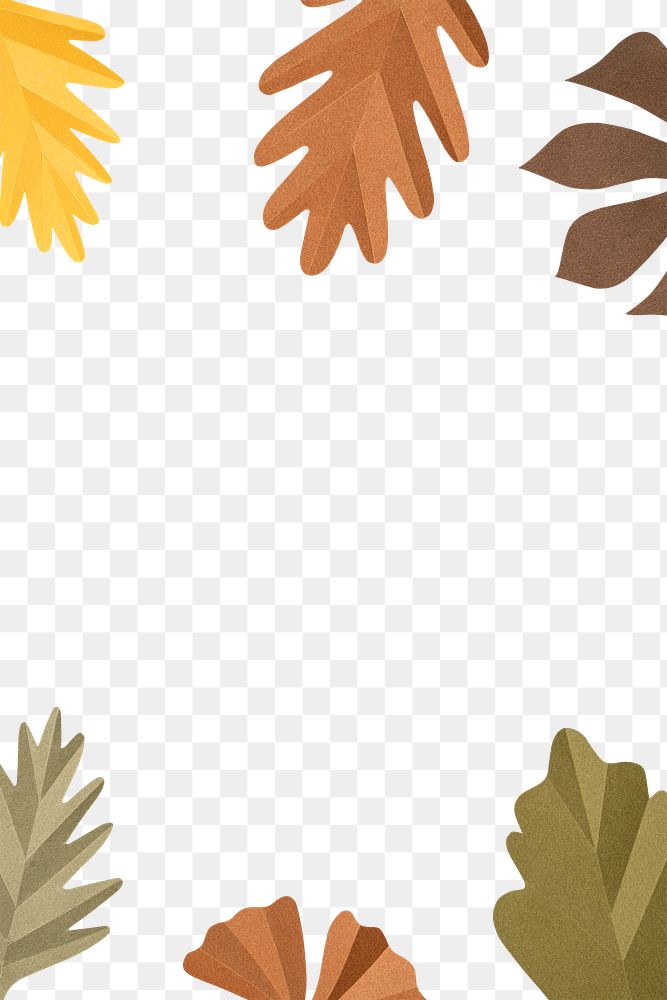 Png autumn leaf border in flat lay style
