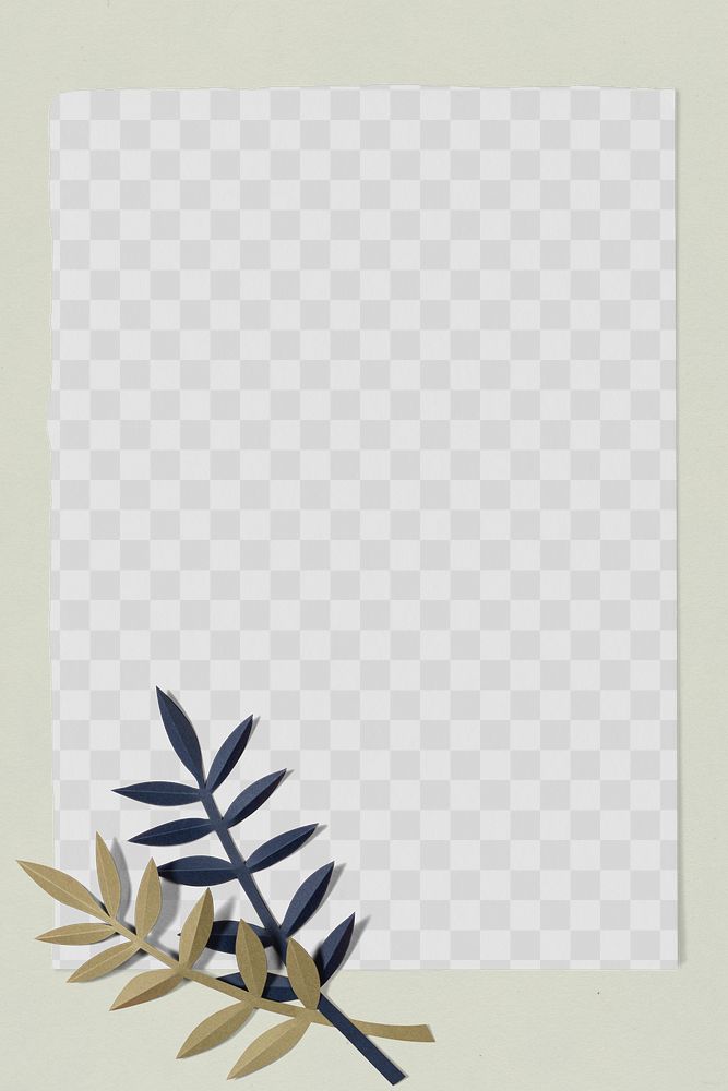 Png paper craft leaf frame mockup flat lay style