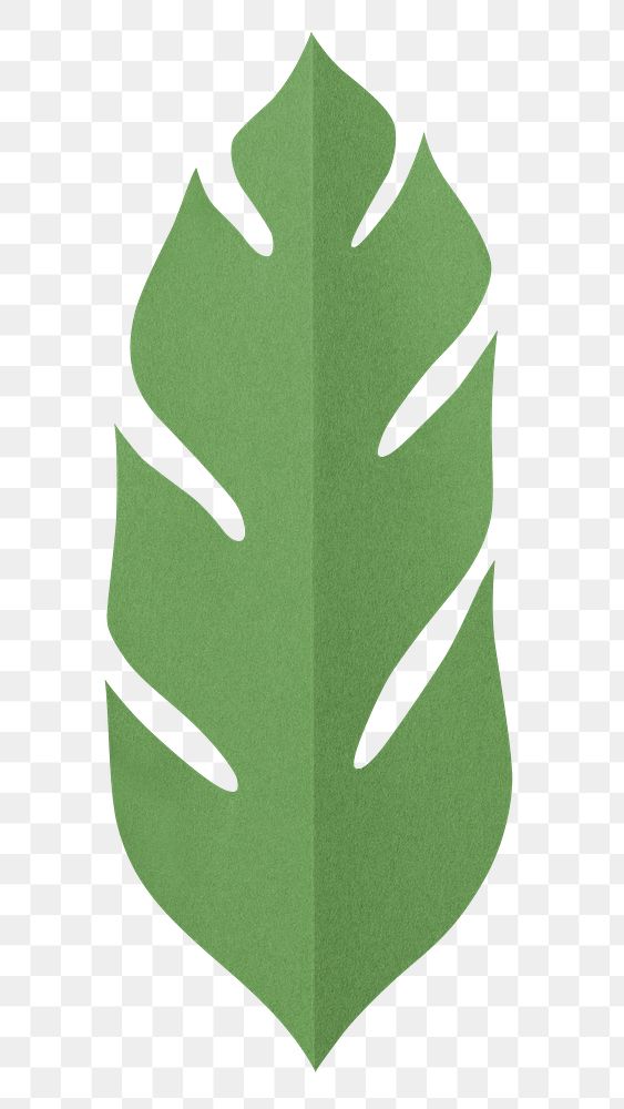Paper craft leaf png mockup in green spring tone