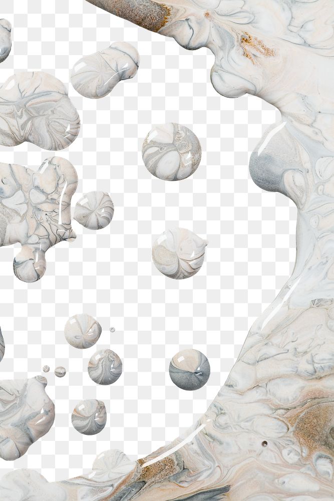 Aesthetic liquid marble white border png handmade background experimental art