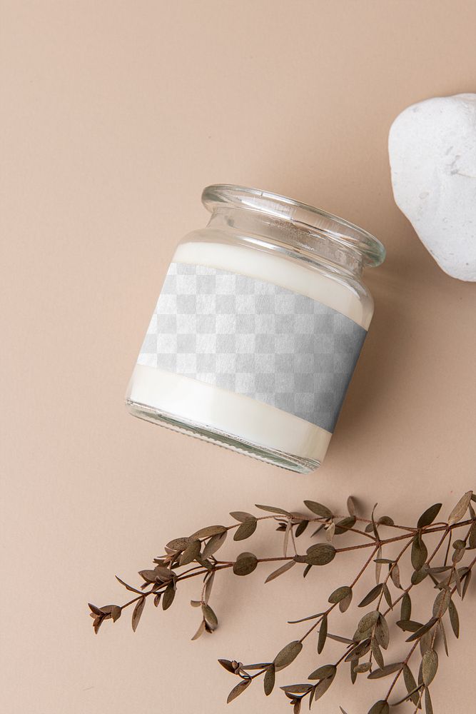 Scented candle jar mockup png minimal aroma therapeutic product