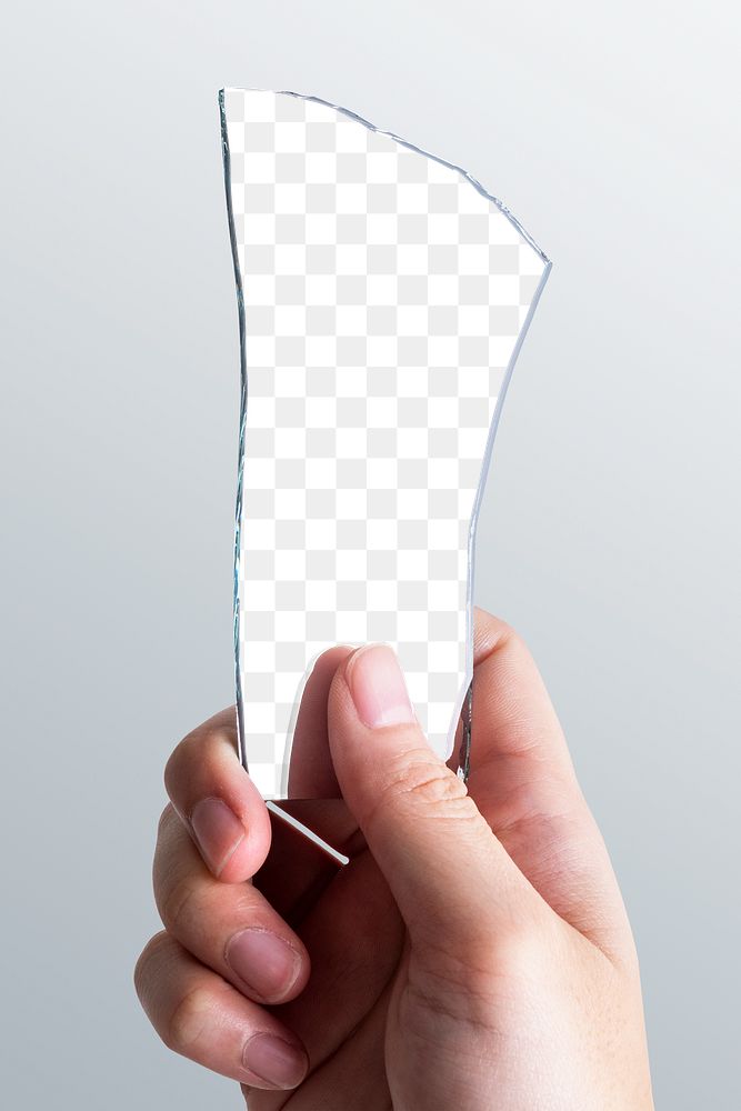 Mirror shard png mockup held by a hand