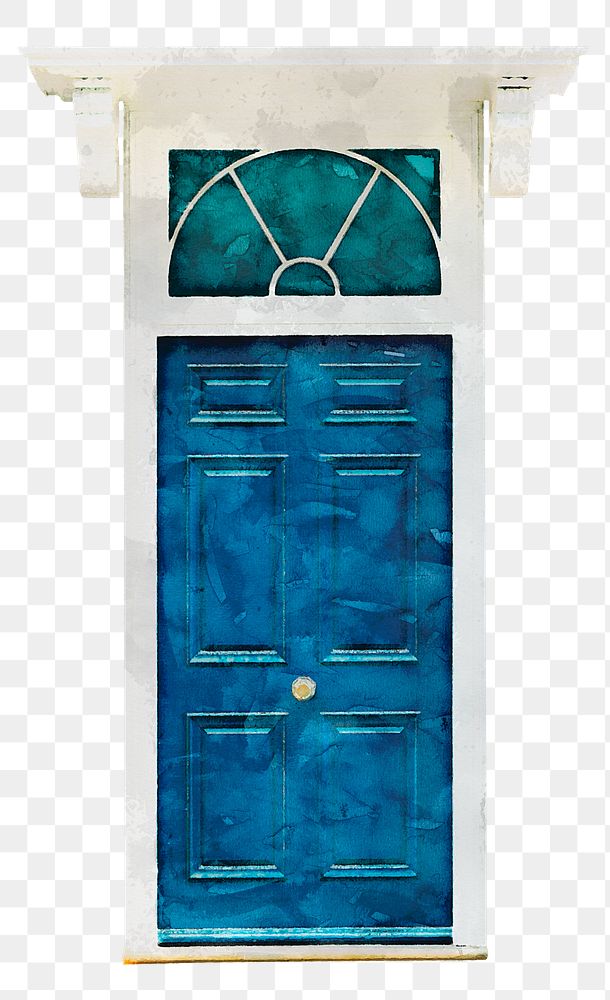 Watercolor house png door clipart, European entrance architecture