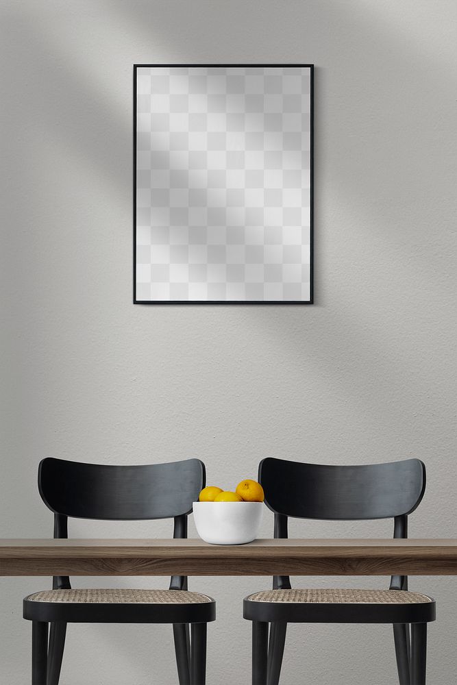 Picture frame png mockup in a modern dining room