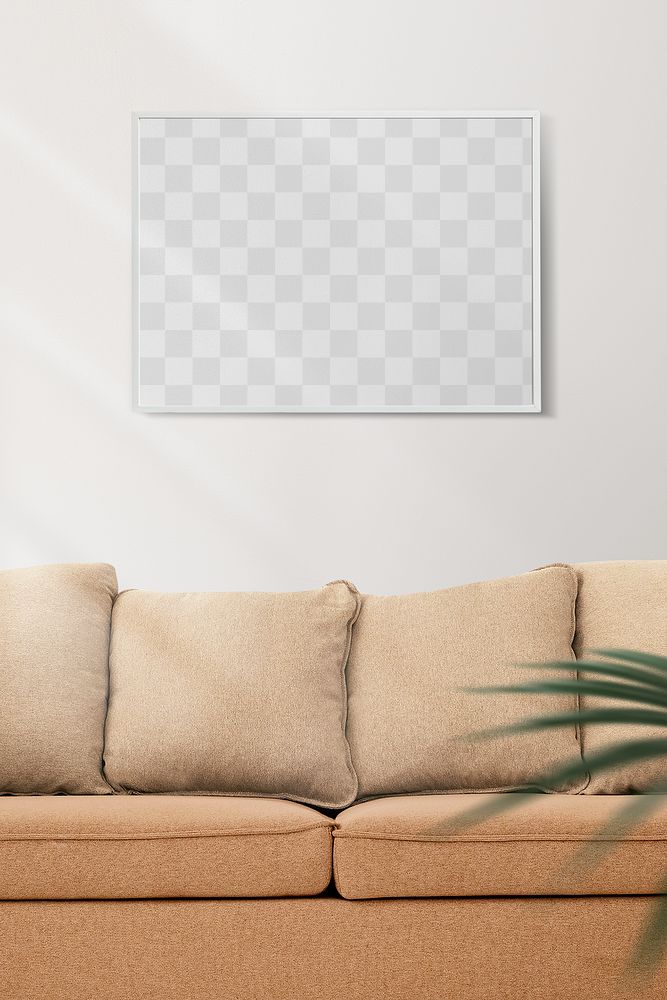 Picture frame png mockup in a minimal living room