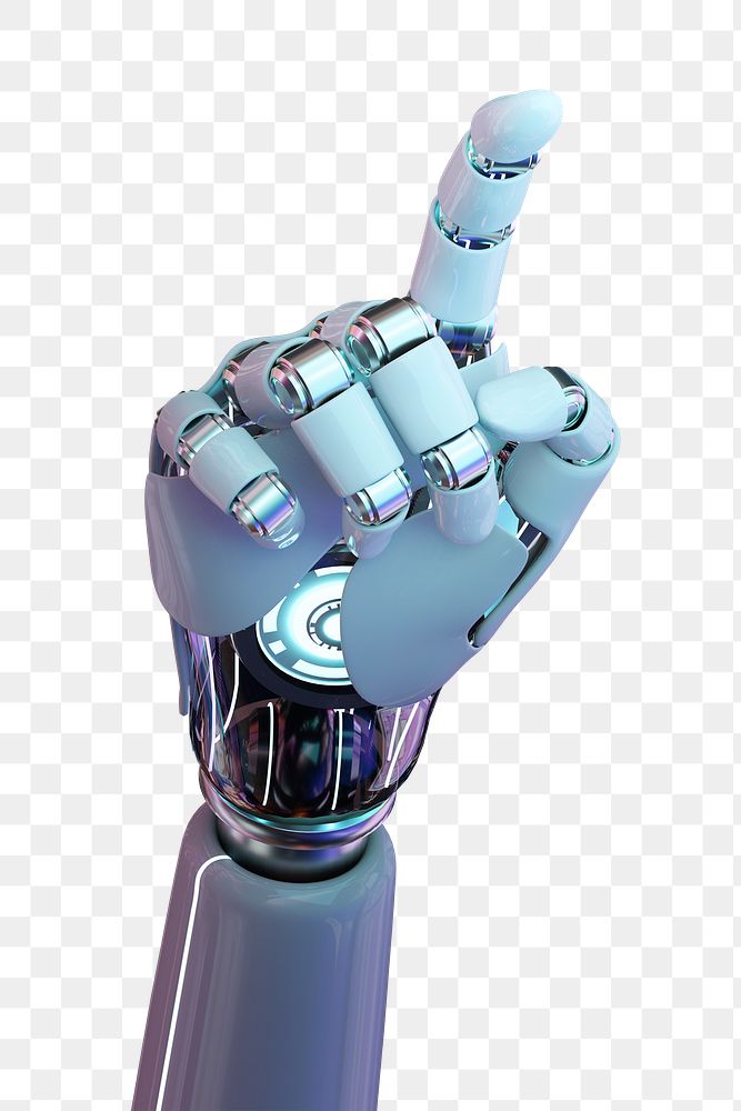 Png cyborg hand finger pointing, technology of artificial intelligence