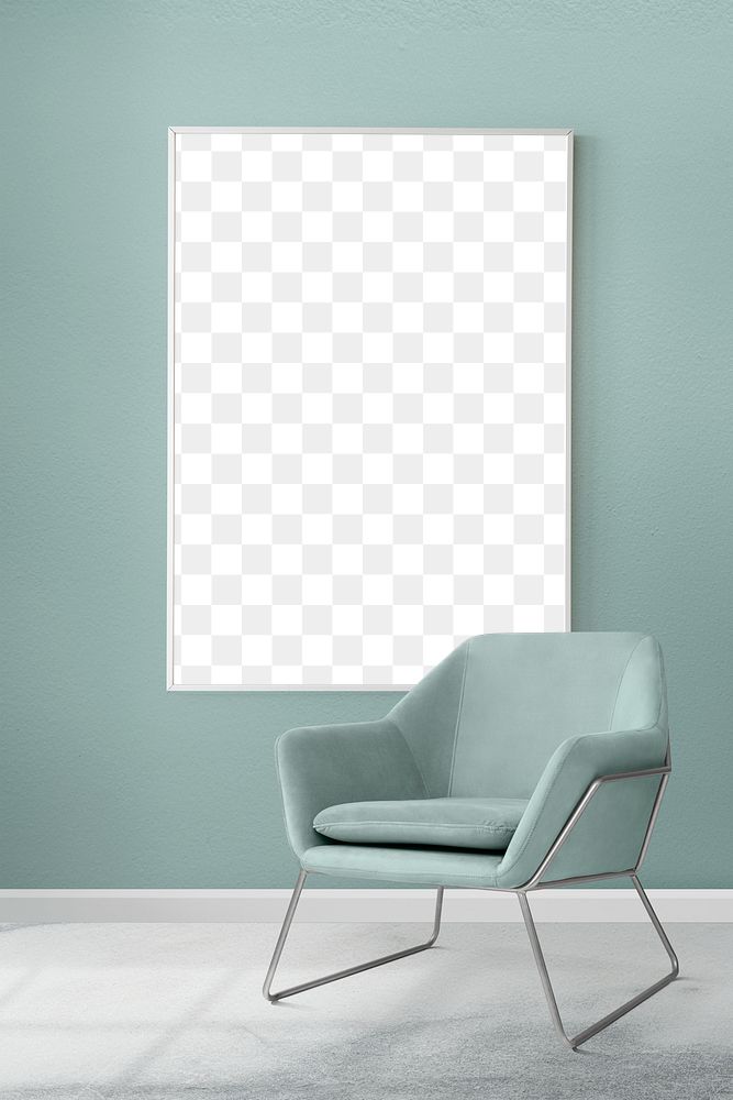 Picture frame png mockup hanging in a living room