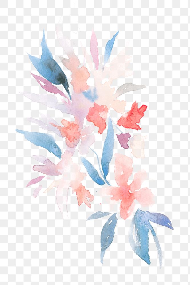 Watercolor png leaf pink floral spring seasonal graphic