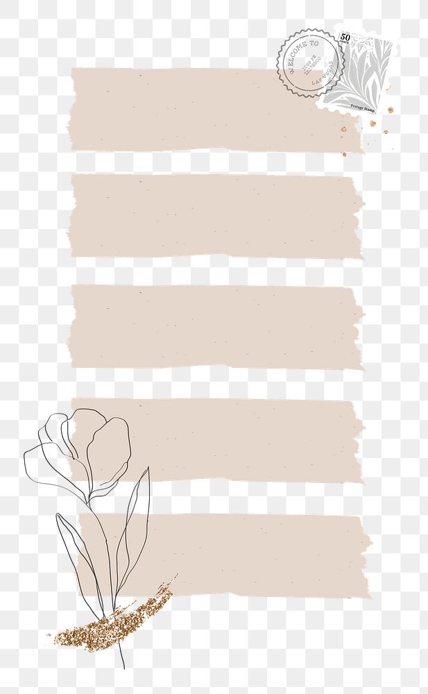 Goodnotes stickers png pink washi tape with hand drawn flower