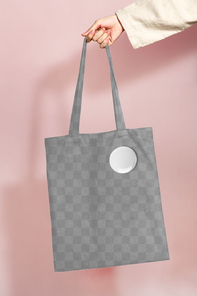 Tote bag png mockup, transparent blank design