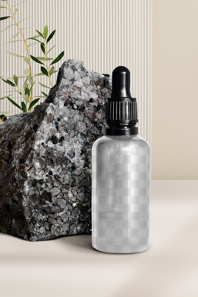 Dropper bottle png mockup, transparent product packaging design