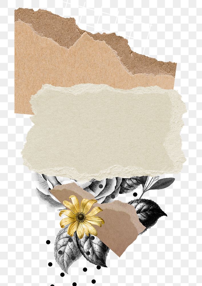 PNG collage frame flower sticky note, vintage collage printable scrapbook cutout paper and digital planner