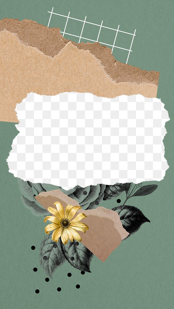 Collage png aesthetic flower frame wallpaper, vintage collage printable scrapbook cutout and digital planner
