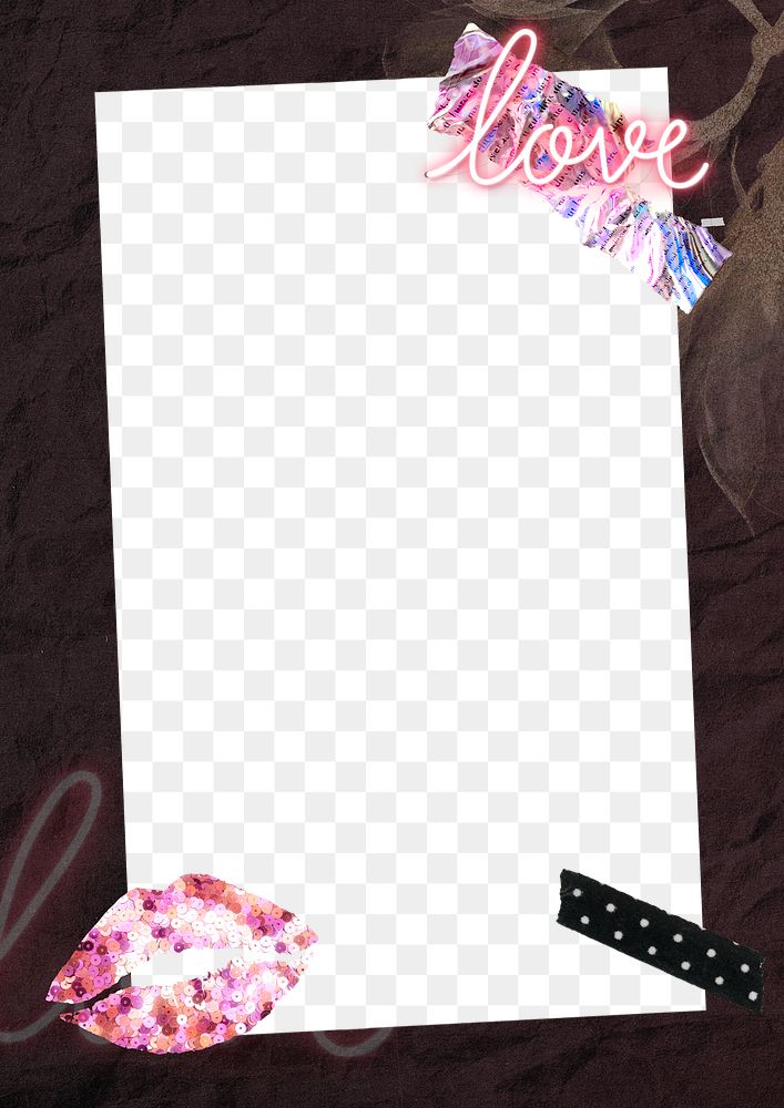 Png collage frame background, girly aesthetic collage style