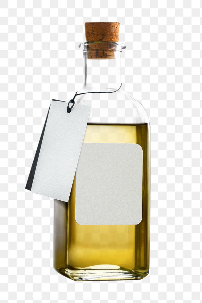 Olive oil bottle png, isolated object, transparent background
