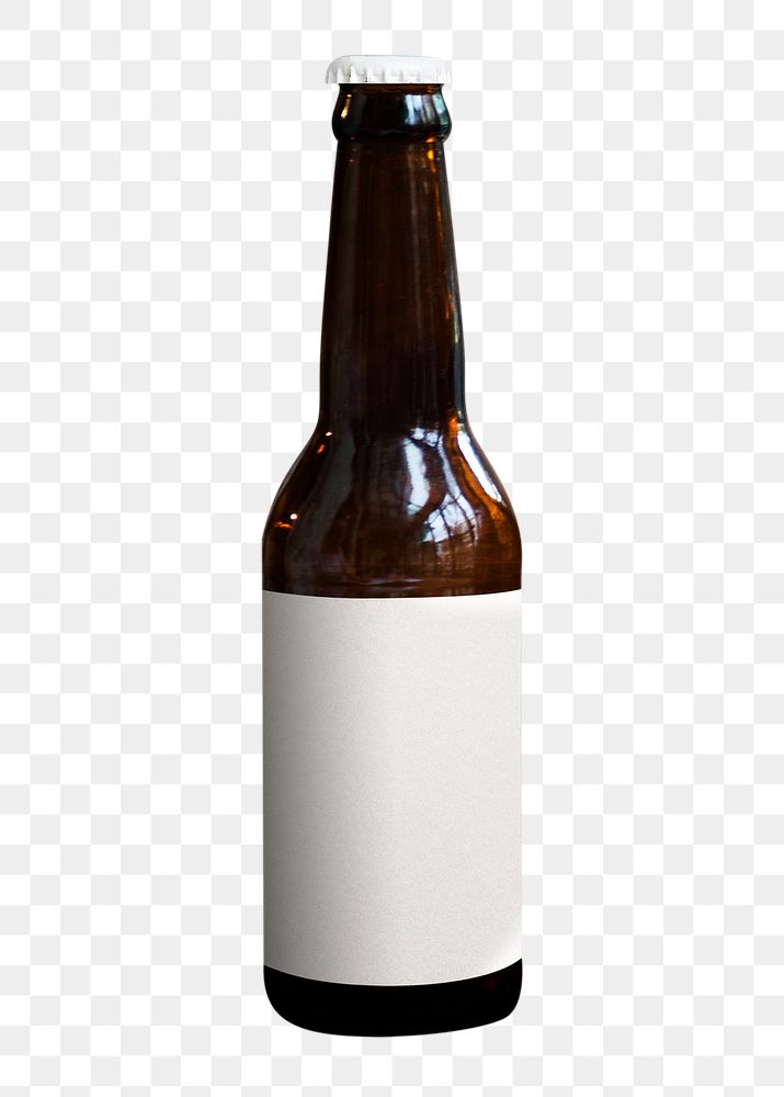 Brown beer bottle png, isolated object, transparent background