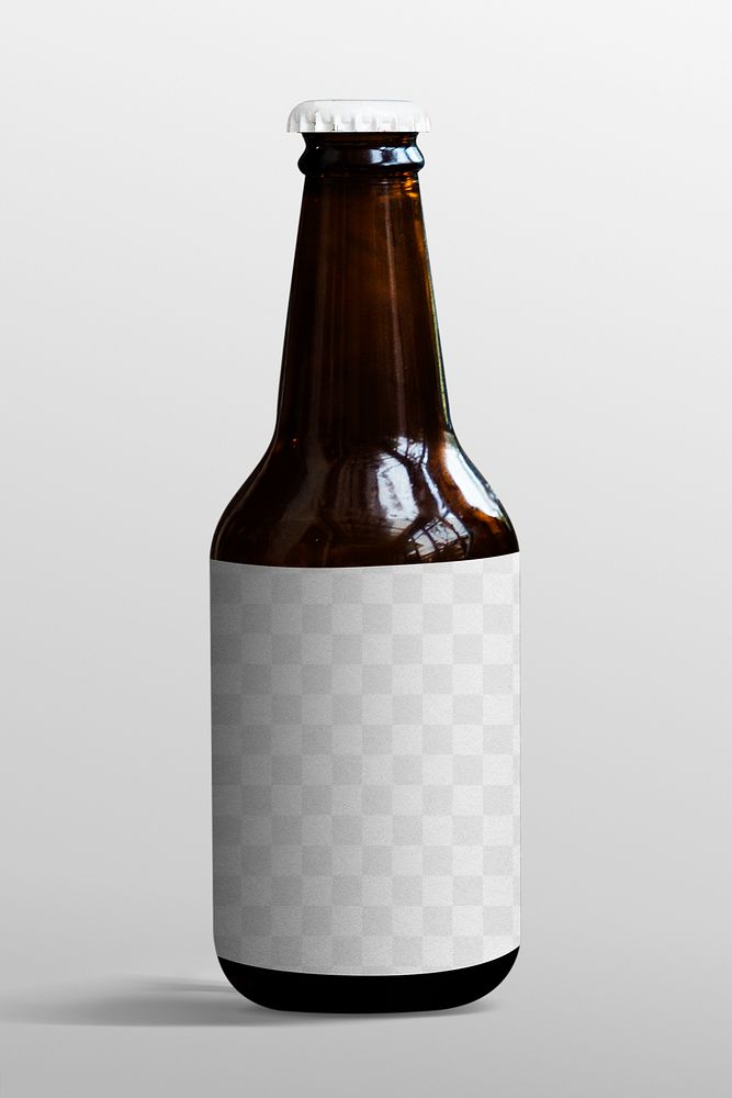 Beer bottle png label mockup, transparent design 