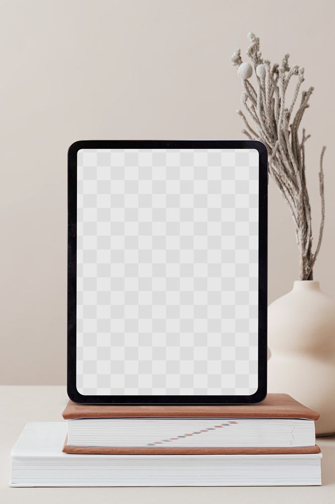 Digital tablet png mockup, transparent screen 
