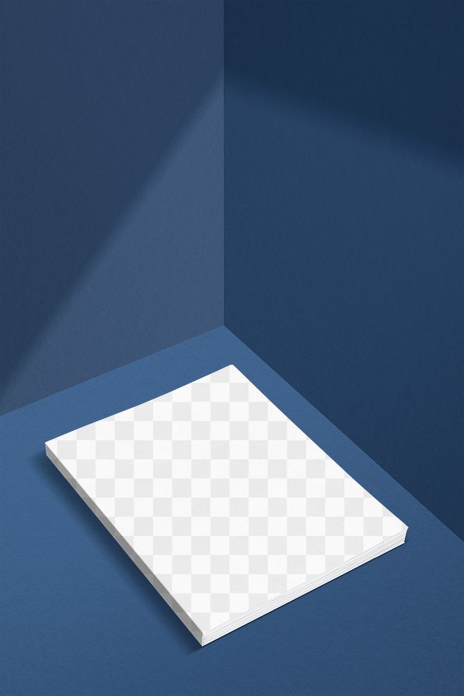 Book cover png mockup, transparent design on blue