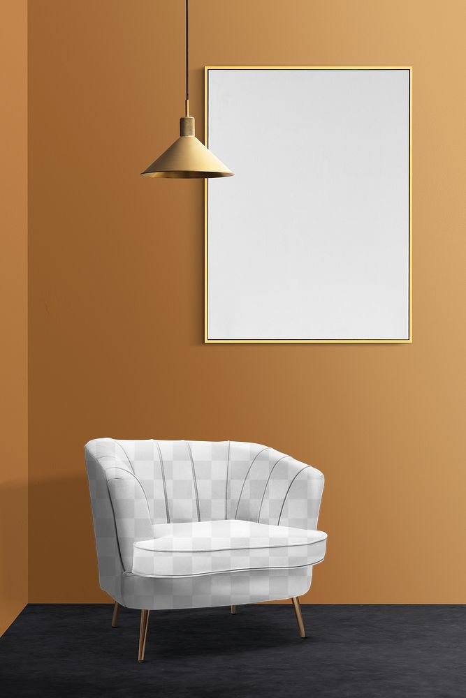Armchair png mockup, transparent design home interior 