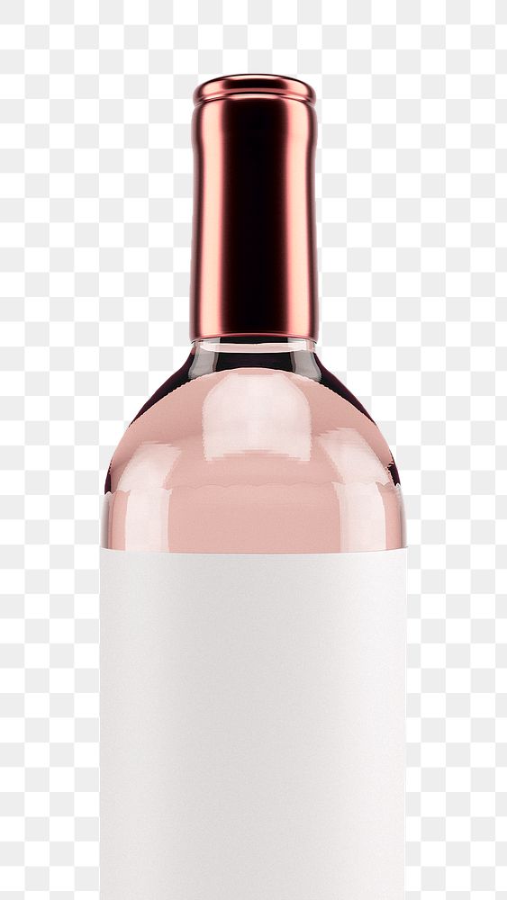 Ros&eacute; wine png bottle, isolated object on transparent background