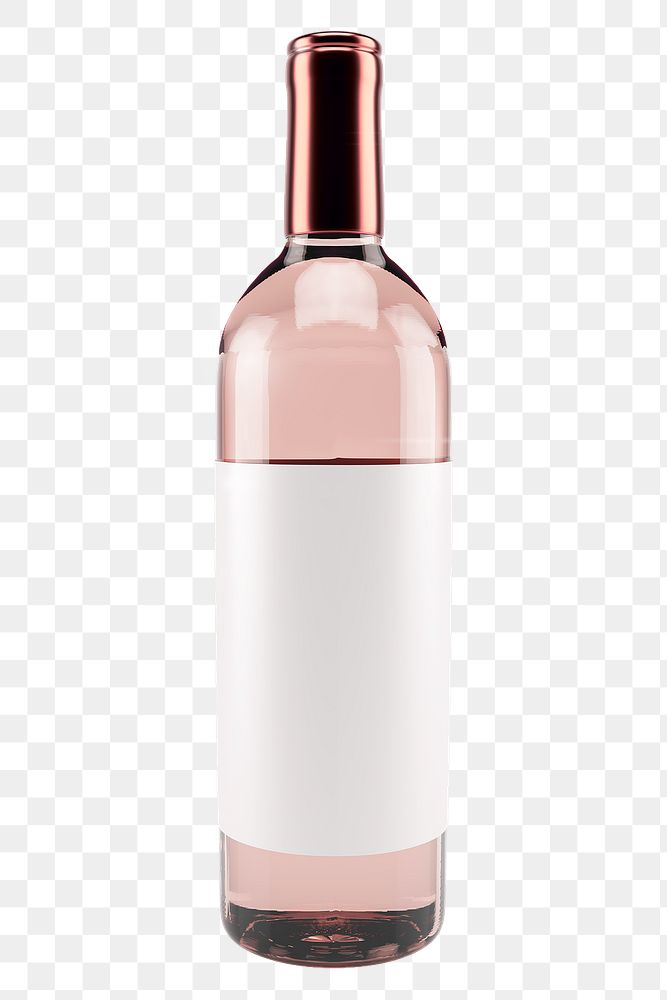 Ros&eacute; wine png bottle, isolated object on transparent background