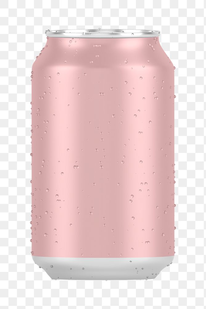 Pink soda can png sticker, cold drink 