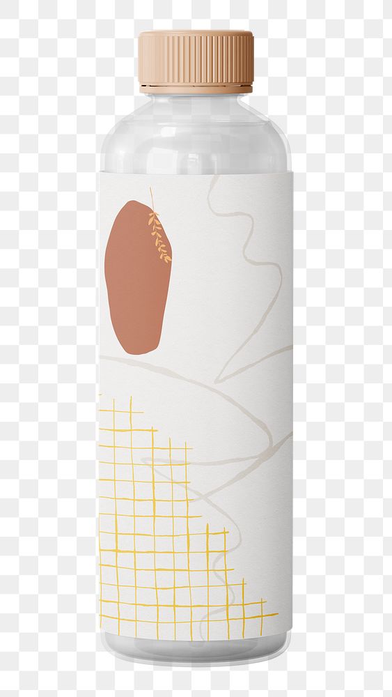 Water bottle label png object, beverage packaging on transparent background