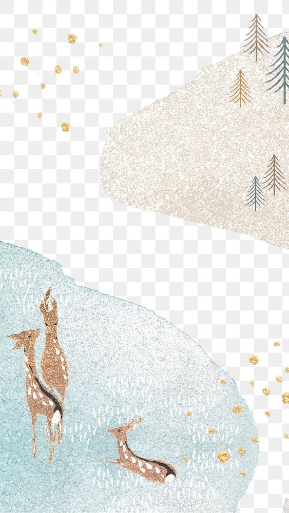 Forest deer png transparent background, watercolor glitter design