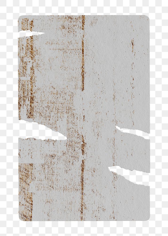 White ripped png poster, abstract paper on the wall on transparent background