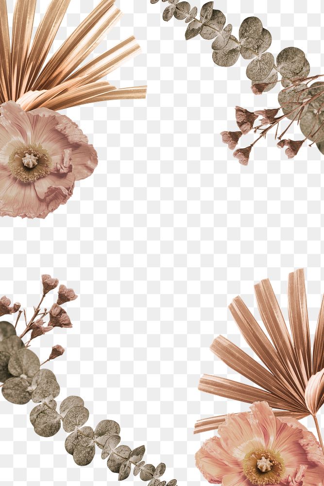 Flower border frame png, transparent background