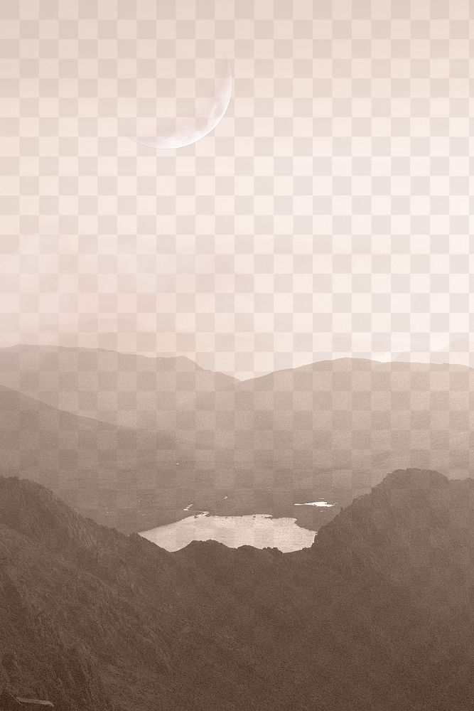Sunset mountain background png, aesthetic transparent design