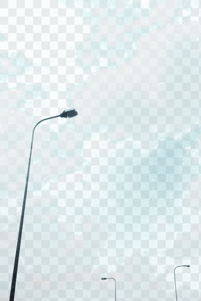 Aesthetic transparent background png cloudy sky with lamp posts