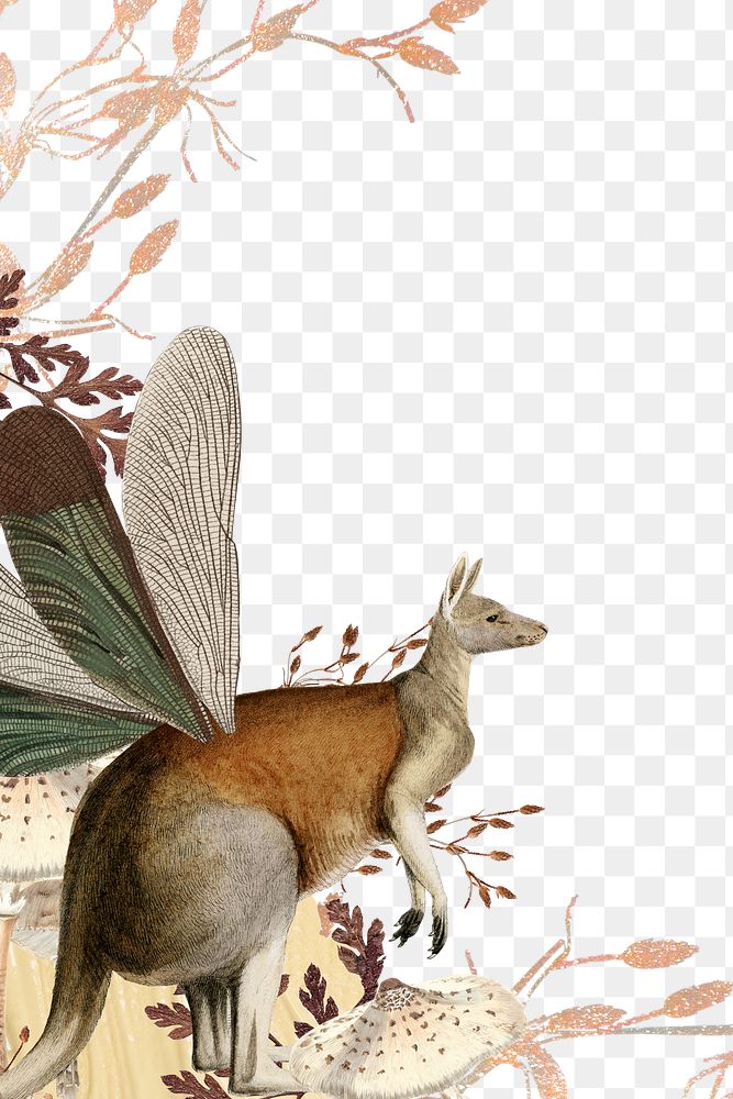 Retro kangaroo collage sticker png, animal scrapbook paper clip art