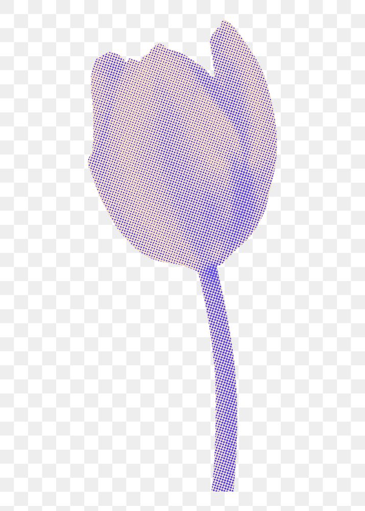 Tulip flower png sticker, retro purple halftone aesthetic, comic collage graphic