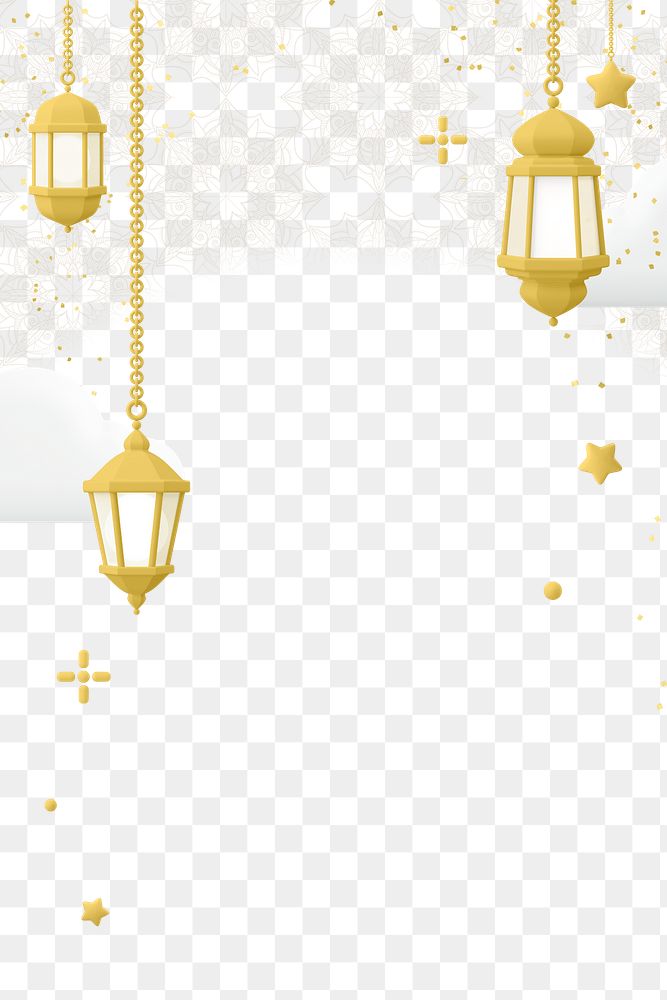 Hanging lanterns png border, transparent background
