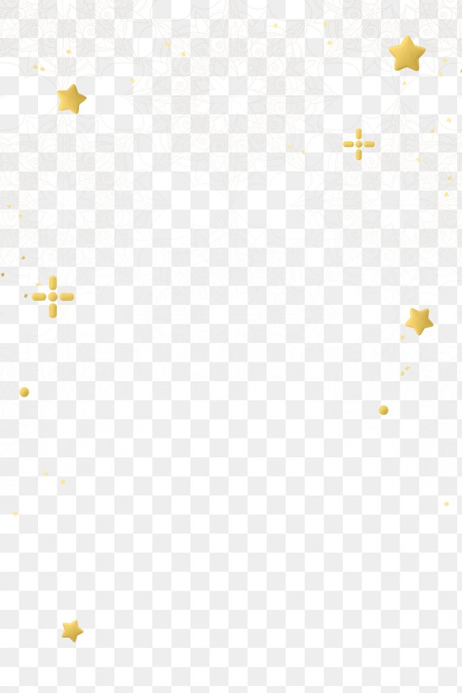 Golden stars png border frame, transparent background